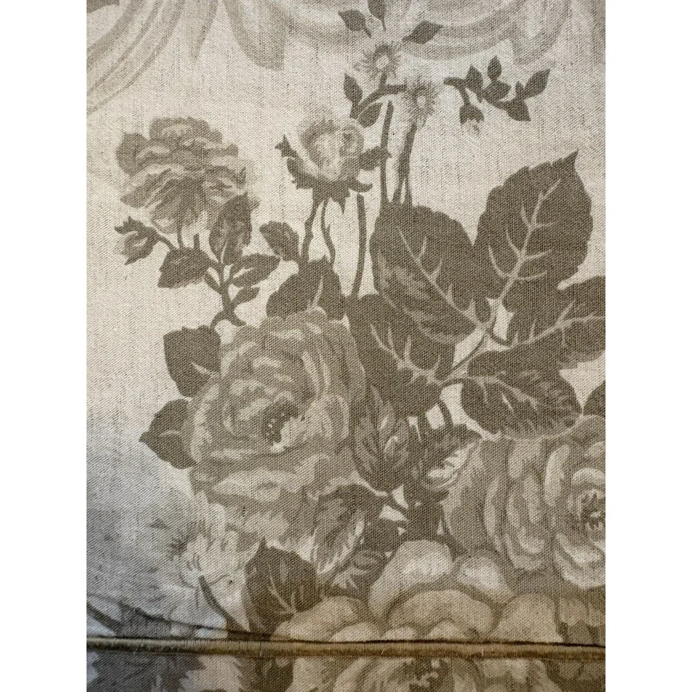 2 Chambers Williams Sonoma Pillow Shams King Cotton Linen Tan Gray Floral